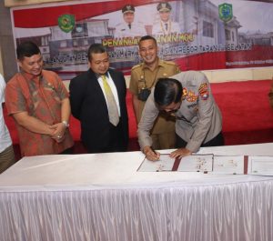 Kapolres Saksikan Penekenan Nota Kesepahaman Pembangunan Lanjutan Mako Polres Tapsel
