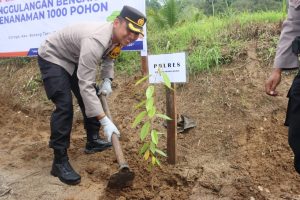 Kapolres Tapsel dan Stake Holder Lain Apel Kesiap Siagaan Penanggulangan Bencana serta Tanam 1.000 Pohon, Ini Tujuannya