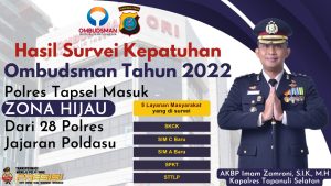 Penilaian Ombudsman RI, Polres Tapsel Masuk Zona Hijau Pelayanan Publik