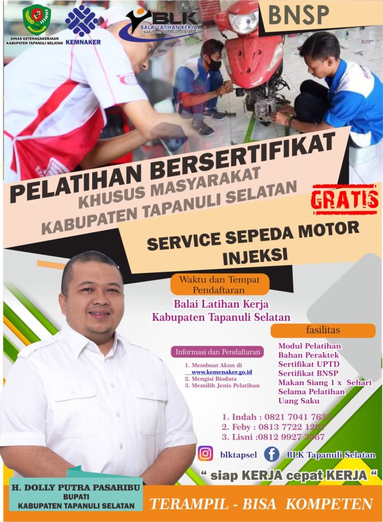 Siapkan Tenaga Kerja Terampil, Pemkab Tapsel Buka Pelatihan Menjahit dan Service Sepeda Motor Injeksi Secara Gratis