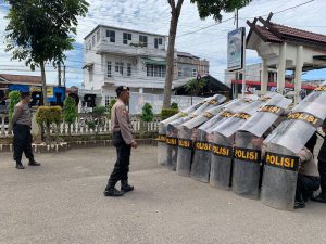 Bentuk Kesiapan Hadapi Unras, Polres Tapsel Latihan Dalmas