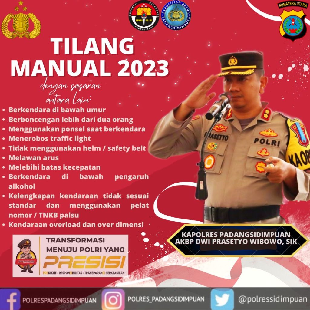 Juni 2023, Polres Padangsidimpuan Berlakukan Tilang Manual