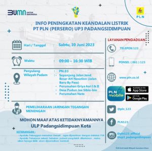 Pemeliharaan Jaringan, PLN ULP Sidempuan Kota Besok Pemadaman Listrik