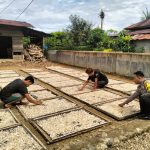Bhabinkamtibmas Polsek Batang Toru Bantu Warga Jemur Kerupuk