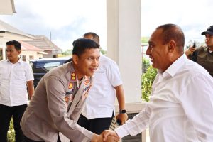 Bersama Forkopimda, Kapolres Tapsel Sambut Kunjungan Gubernur Resmikan Mess Pemprovsu