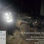 Beginilah kondisi mobil bak terbuka usai menabrak sepeda motor yang ditumpangi seorang ASN di Kabupaten Paluta hingga tewas