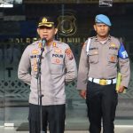 Kapolres Tapsel, AKBP Imam Zamroni, saat memberi arahan ke jajaran pada Apel pagi jam Pimpinan