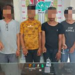 Keempat pria yang patungan beli sabu usai dibekuk personel Polsek Batang Toru