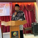 Ketua KPU Tapsel, Zulhajji Siregar, saat memaparkan materi pada sosialisasi kampanye dan dana kampanye pelaksanaan Pemilu 2024