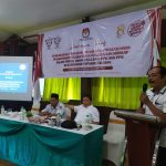 Kanit I Politik Sat Intelkam Polres Tapsel, Iptu Titus, saat memberi sambutan pada Bimtek pemungutan, penghitungan, dan rekapitulasi suara Pemilu 2024