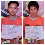 Kedua pria HH dan ABH diamankan Tim Opsnal Polsek Padang Bolak usai nyabu di tepi Sungai Batang Pane