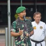 Danyonif 123/RW, Letkol Inf Emick Chandra Nasution, saat memberi sambutan pada gelaran Lomba Karate antar Kompi