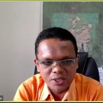 GMO PT AR, Rahmat Lubis, memberi sambutan saat Talk Show OlympiAR secara zoom meeting