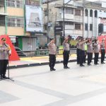 Kapolres Padangsidimpuan, AKBP Dudung Setyawan, memimpin Apel kesiapan personel Pam TPS Pemilu