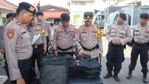 Pastikan Kesiapan Pengamanan Pemilu, Kapolres Tapsel Cek Peralatan Personel Dalmas