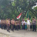 Polisi saat pengamanan pelaksanaan MTQN ke-20 tingkat Kecamatan Sayur Matinggi, Kabupaten Tapsel
