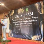 Anggota Komisi XI DPR RI, Gus Irawan Pasaribu, memberi paparannya saat menjadi narasumber dalam sosialisasi optimalisasi peran dan fungsi BPK dan DPR RI dalam akuntabilitas pengelolaaan Dana Desa di Tapsel