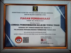 2023, Lapas Tebing Tinggi Raih Penghargaan Usai Jadi UPT Paling Banyak Penggeledahan