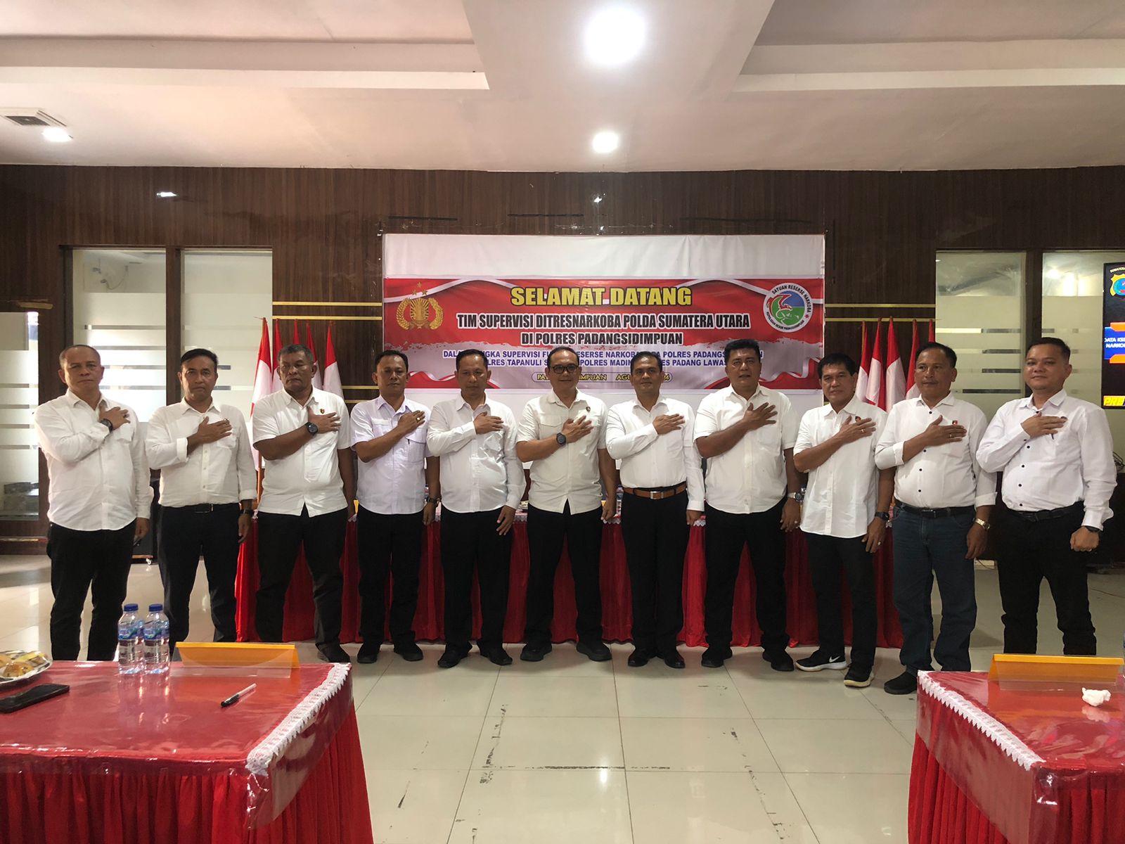 Kasat Resnarkoba Polres Tapsel, AKP Salomo Sagala, Kasat Resnarkoba Polres Padangsidimpuan, AKP Jasama H Sidabutar, dan Kasat Resnarkoba Polres Padang Lawas, Iptu Said Rum Fadillah, usai mengikuti supervisi yang dipimpin Wakil Direktur Reserse Narkoba Polda Sumut, AKBP Famudin
