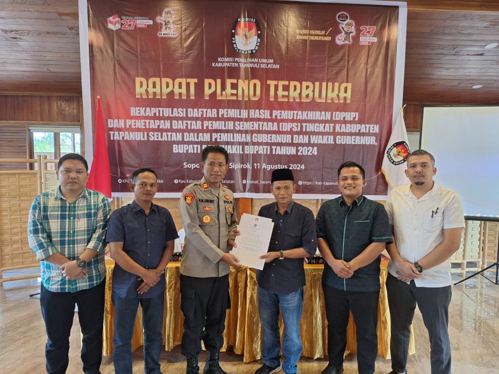 Rapat Pleno Terbuka Rekapitulasi DPS, Polres Tapsel Siap Amankan Pilkada