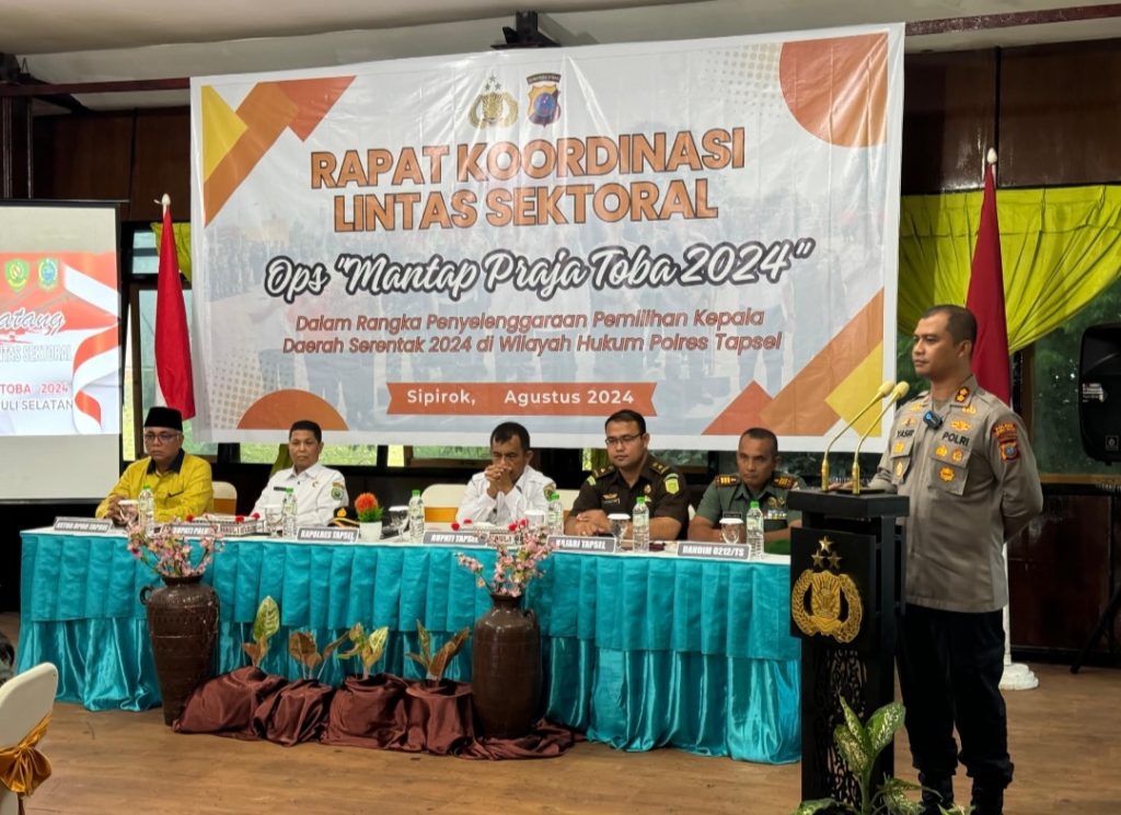 Pimpin Rakor Linsek dan Lat Pra Ops Mantap Praja Toba 2024, AKBP Yasir: Agar Pilkada Lancar