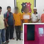 Kapolsek Padang Bolak, AKP Harun Manurung, bersama Tim Unit Reskrim usai mengamankan dua pemuda berikut barang bukti sabu