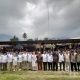 Paslon Bupati dan Wakil Bupati Tapsel No.1, Gus Irawan Pasaribu dan Jafar Syahbuddin Ritonga, foto bersama bersama 450 orang Tim Pemenangan BAGUSI Kecamatan SDH