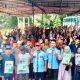 Paslon Wali Kota dan Wakil Wali Kota Padangsidimpuan No.3, Hapendi-Gempar, bersama 500-an Tim Pemenangan Kecamatan Padangsidimpuan Tenggara, kompak mengacungkan salam tiga jari