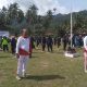 Kapolsek Batang Angkola, AKP Arma Ginda Harahap, saat mengikuti senam massal bersama antar OPD dan Kecamatan Tuan Rumah dalam rangka memperingati Haornas ke-41 tingkat Kabupaten Tapsel
