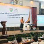 General Manager & Deputy Director Operations Agincourt Resources, Rahmat Lubis, saat memberi sambutan dalam desiminasi sekaligus mengumumkan hasil labolatorium air sisa proses PTAR kepada publik