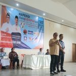 Paslon Wali Kota dan Wakil Wali Kota Padangsidimpuan No.3, Hapendi Harahap dan Gempar Nauli Hamonangan Nasution, saat memberi sambutan dan semangat di hadapan ribuan Caraka dalam rapat konsolidasi serta pemantapan Tim Pemenangan dari dua Kecamatan yaitu, Padangsidimpuan Utara dan Selatan