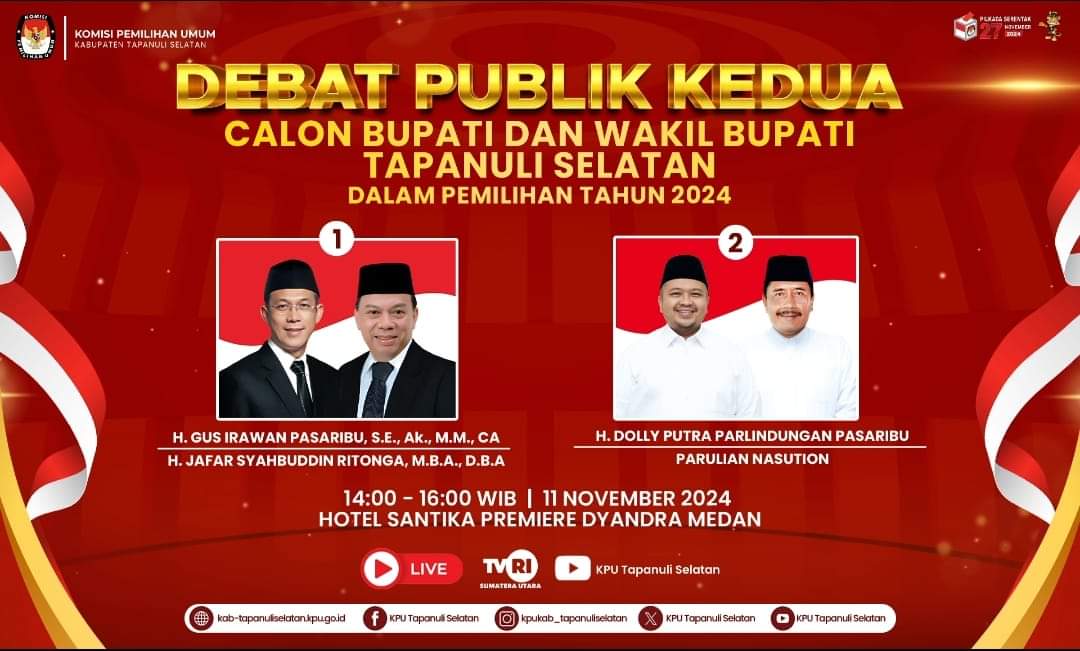 Flyer debat kandidat dua Paslon Bupati dan Wabup Tapsel kedua