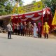 Petugas gabungan tampak siaga melakukan Apel sebelum melaksanakan Gatur Lalin di Pos Pam Aek Sijorni