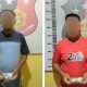 Kedua pelaku, RB dan ZMH, yang diduga melakukan Pungli usai diserahkan Tim Patroli Perintis Presisi Sat Samapta Polres Tapsel ke Polsek Sipirok