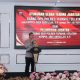 Kapolres Tapsel, AKBP Yasir Ahmadi, memberikan sambutan di sela acara syukuran usai Upacara Sertijab Kabag Ops dan Kabag SDM