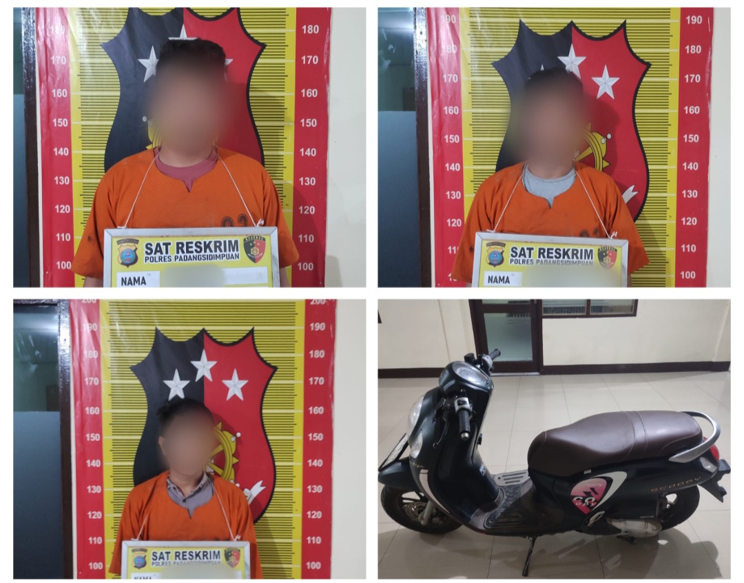 Ketiga pelaku inisial, RSS, AAS, dan RH, usai diamankan Tim dari Sat Reskrim Polres Padangsidimpuan