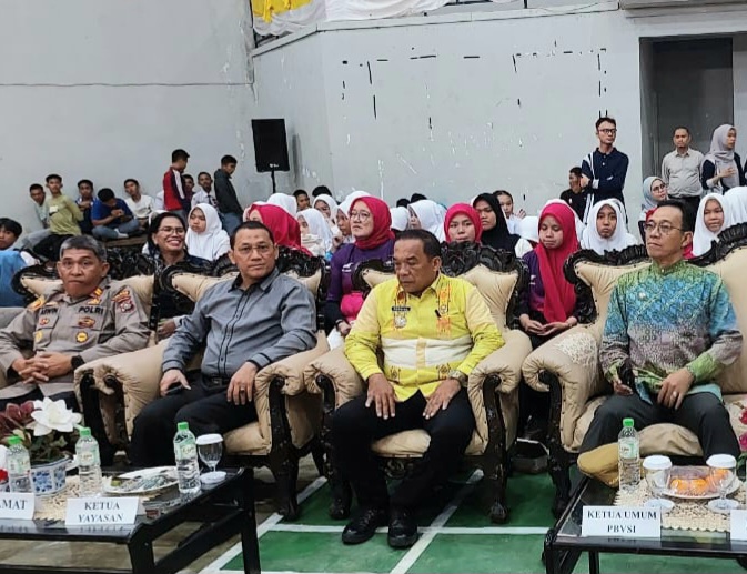 Kapolsek Sipirok, Iptu Aswin Manurung, saat hadiri pembukaan Kejuaraan Voli Martabe Cup II tingkat pelajar se-Kabupaten Tapanuli Selatan