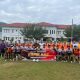 Kalapas Kelas IIB Padangsidimpuan, Mathrios Zulhidayat Hutasoit, bersama Kapolres Padangsidimpuan, AKBP Dr Wira Priyatna, berfoto bersama kedua Tim