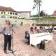 Kasat Lantas Polres Tapsel, AKP Dahnial Saragih, saat beri sambutan dalam lomba PKS dan Pocil guna menyemarakkan HUT Bhayangkara ke-79