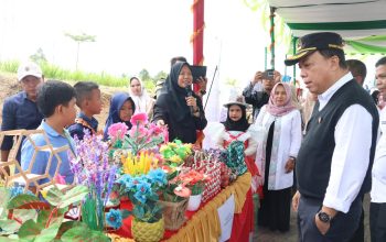 Wakil Bupati Tapsel, Jafar Syahbuddin Ritonga, saat meninjau stan daur ulang karya siswa dari berbagai Sekolah pada peringatan Hari Lingkungan Hidup Sedunia yang digelar di Lapangan Menara Pandang, Kebun Raya Sipirok