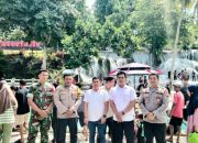 Kanit Reskrim Polsek Batang Angkola, Ipda Ansor Harahap, bersama anggota dan personel TNI saat melakukan pengamanan objek wisata Aek Sijorni