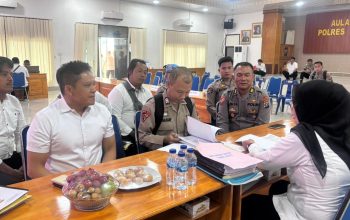 Kabag Ops Polres Tapsel, AKP Adi Haryono, bersama Kasat Resnarkoba, AKP IR Sitompul, dan lainnya, saat mengikuti Was Ops Antik Toba-2025