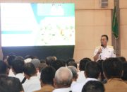 Bupati Tapsel, Gus Irawan Pasaribu, saat memberikan sambutan dalam rapat koordinasi program ketahanan pangan dan Koperasi Merah Putih tahun 2025