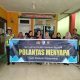 Kanit Kamsel Sat Lantas Polres Tapsel, Aiptu Kasianna Saragih, bersama Brigadir Karya Sitanggang, saat menggelar kegiatan 'Polantas Menyapa' di UPTD Puskesmas Pargarutan dalam rangka memberi edukasi tentang tertib berlalu lintas
