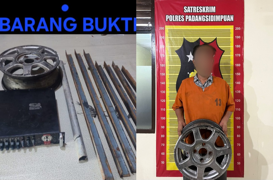 IN, seorang penjaga kolam yang nekad menggondol barang-barang milik majikan senilai Rp92 juta lebih usai ditangkap Sat Reskrim Polres Padangsidimpuan