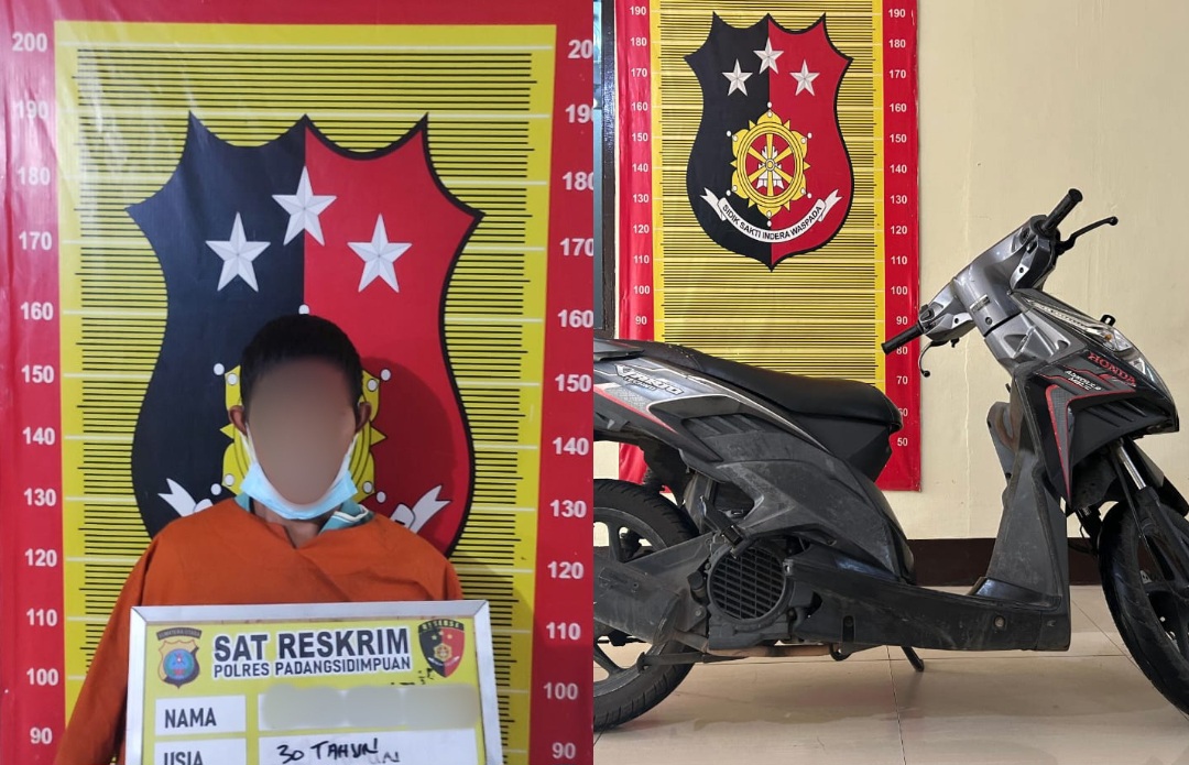 PHC, seorang pria warga Jalan Stn Moh Arif, Gang Raya, usai ditangkap Tim Resmob Sat Reskrim Polres Padangsidimpuan atas dugaan tindak pidana Curanmor