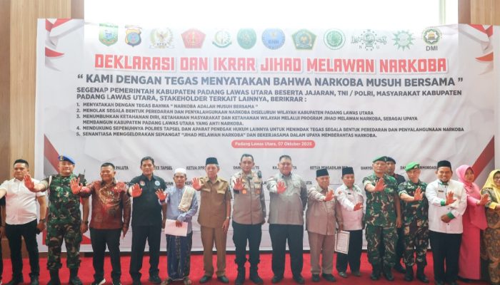 Polres Tapsel dan Forkopimda Paluta Bersatu, Deklarasikan ‘Jihad Lawan Narkoba’ Demi Generasi Emas 2045