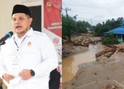 Ketua DPC Partai Gerindra Tapsel Abdul Basith Dalimunthe (kiri) dan suasana bencana alam di salah satu Kecamatan di Tapsel (kanan)