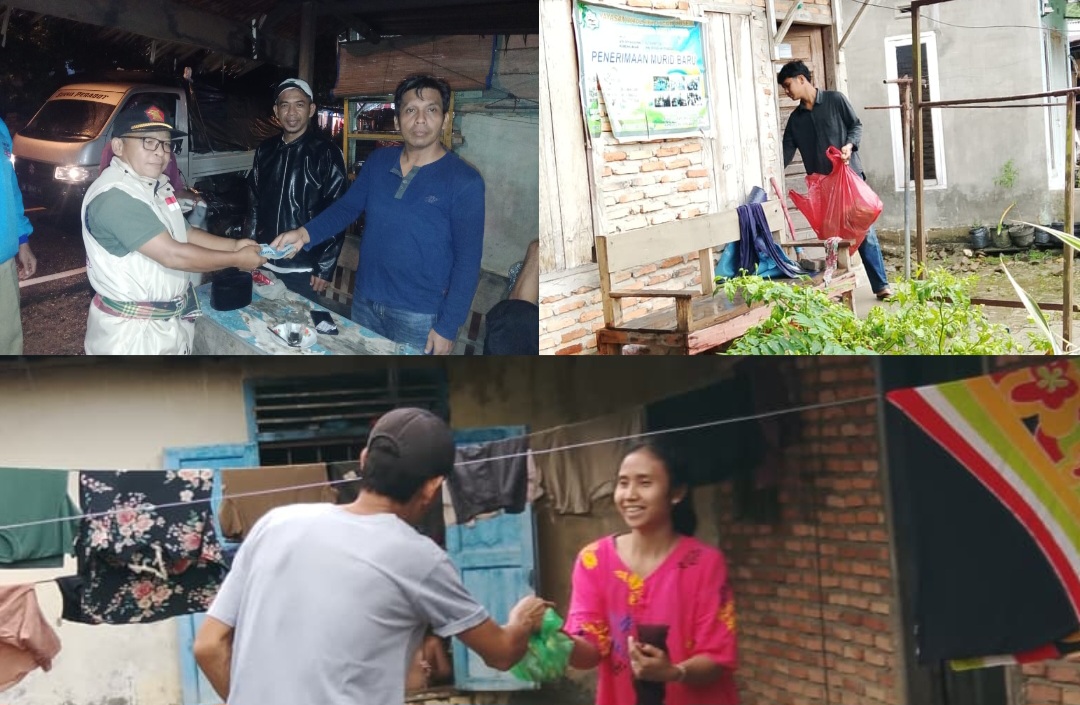 Ketua PAC Partai Gerindra Sayur Matinggi Sukardi Pulungan, menyerahkan bantuan uang tunai ke Posko penampungan korban banjir serta Pengurus DPC menyalurkan makanan siap santao ke masyarakat terdampak musibah bencana alam tersebut