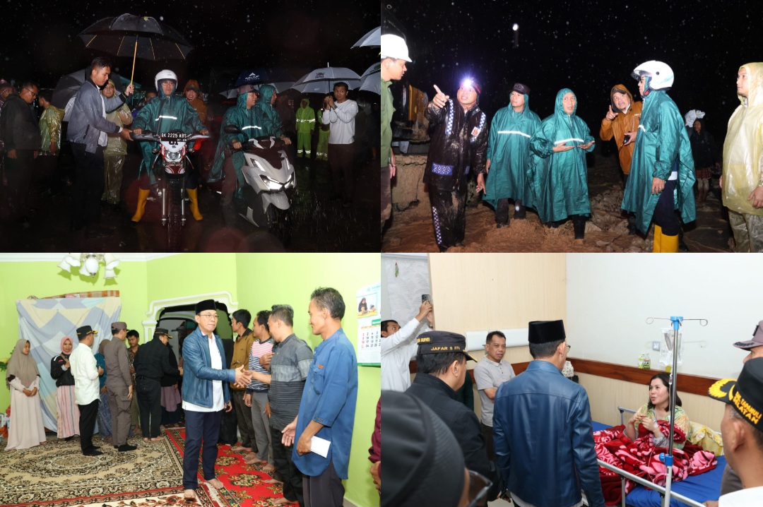 Bupati Tapsel Gus Irawan Pasaribu, bersama Wakil Bupati Jafar Syahbuddin Ritonga, memantau langsung penanganan bencana di Kecamatan Sipirok